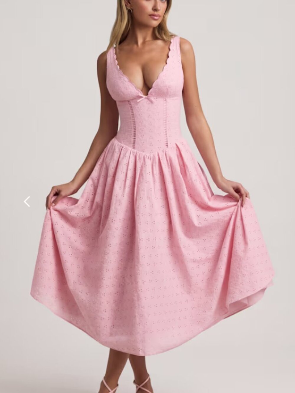 NWT Oh Polly Pink Floral Eyelet Maxi Dress - Size 4